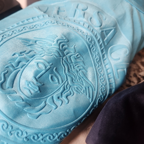 Y2K VINTAGE VERSACE MEDUSA SHIRT TOP TEE SLINKY BLUE LOGO XS S SMALL rare - Picture 6 of 6